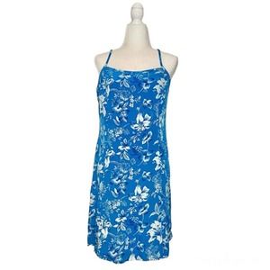 Lauren Ralph Lauren Floral Blue White Silk Dress Size 12